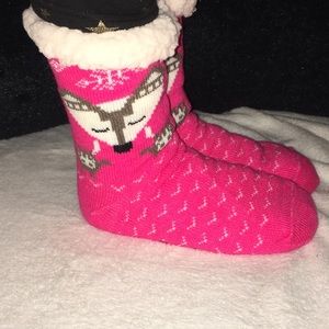 NWT hot pink or grey Sherpa lined socks